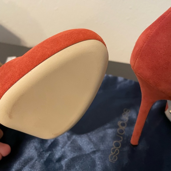 Sergio Rossi round roe terracota suede platform pumps 38 - Picture 4 of 9